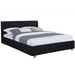 Modern Platform Bed With Upholstered Grid-Patterned Headboard Home Essentials