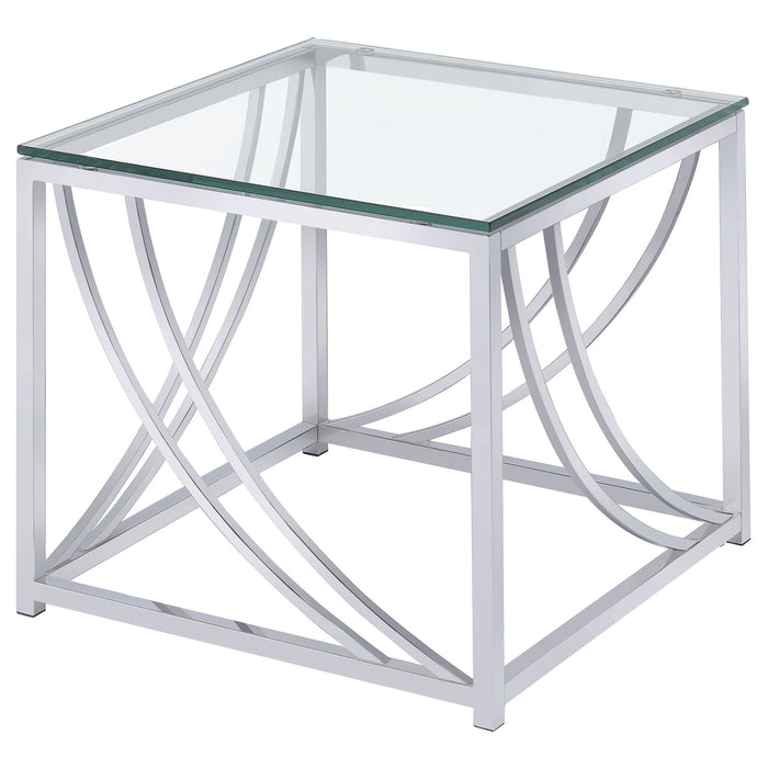 Kempton - 3 Piece Coffee And End Table Set - Chrome Furniture Max