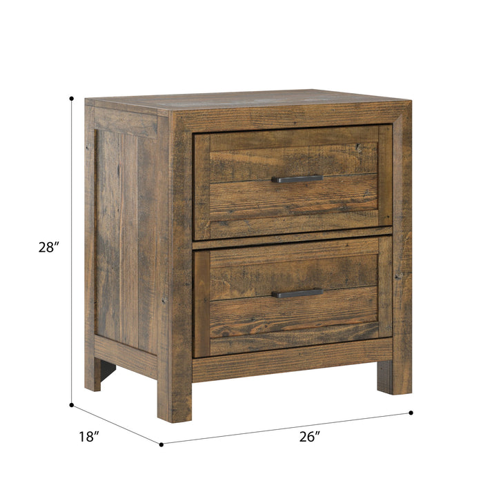 Rustic 2 Drawer Nightstand - Brown - Wood