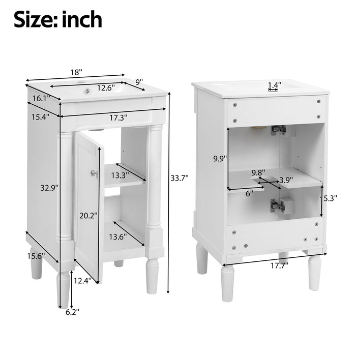 French Style Bathroom Cabinet With Sink, Adjustable Shelf Hearth and Haven