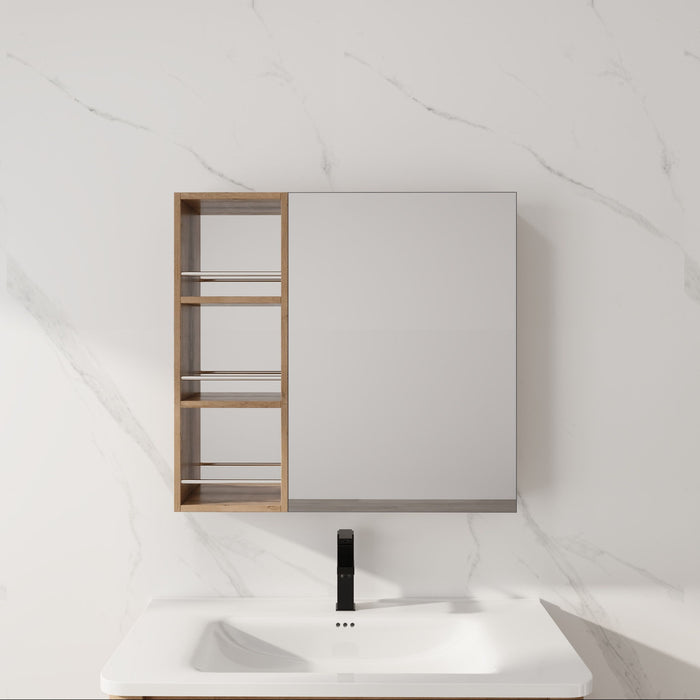 29.63" Wall Mounted Bathroom Cabinet With Adjustable Shelves - Imitative Oak Home Essentials