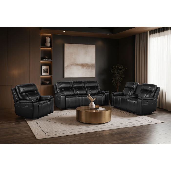 Gary - Power Recliner With Power Recline Motion, Pillow Top Arms, Hidden Cupholders - Black Global Furniture USA