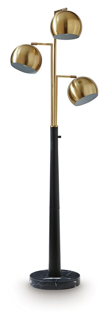 Sorcha - Metal Floor Lamp - Gold Finish / Black Signature Design by Ashley®