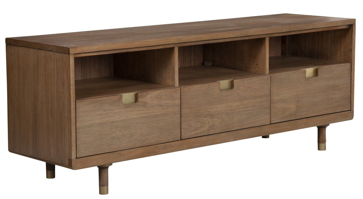 Solid Wood Open Shelving TV Stand - Sand