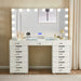 LED Lighted Makeup Vanity Desk With 16 Bulbs Mirror, 13 Drawers Dressing Table For Bedroom - Gloss White Home Essentials