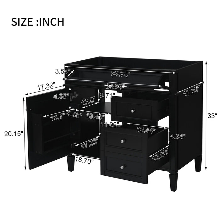 Bathroom Vanity With 2 Drawers And Tip-Out Drawer, Storage Cabinet Hearth and Haven