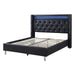 Modern Bed With LED Lights, Charging Port, Tufted Headboard Home Essentials