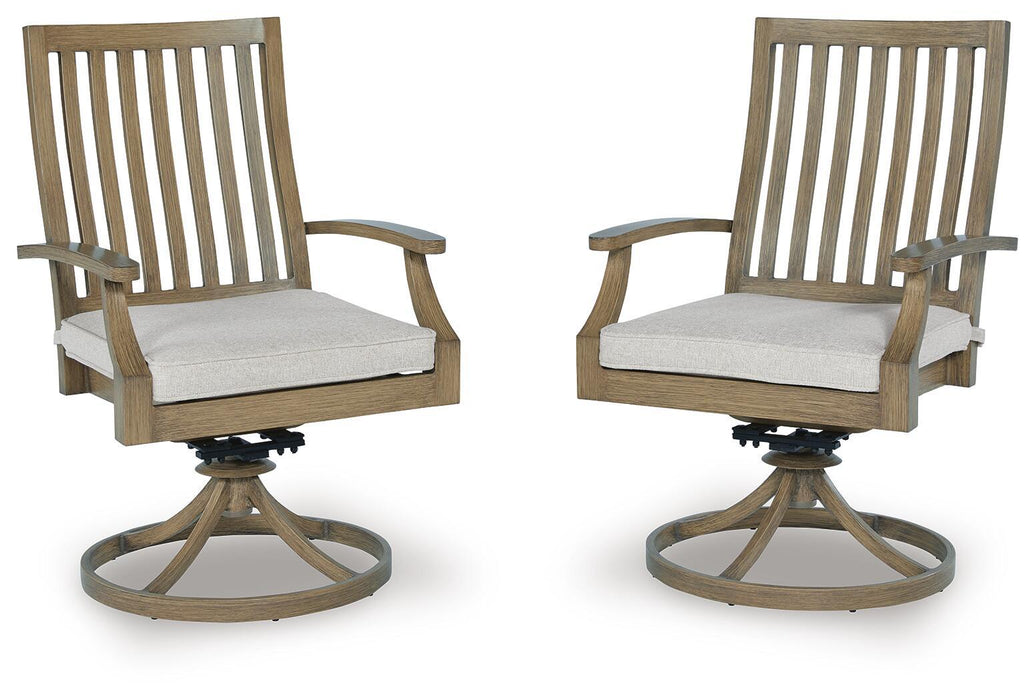 Rainier Ranch - Swivel Chair With Cushion (Set of 2) - Brown / Beige Signature Design by Ashley®