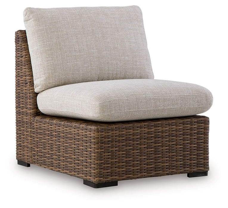 Dolan Creek - Armless Chair With Cushion - Beige / Brown
