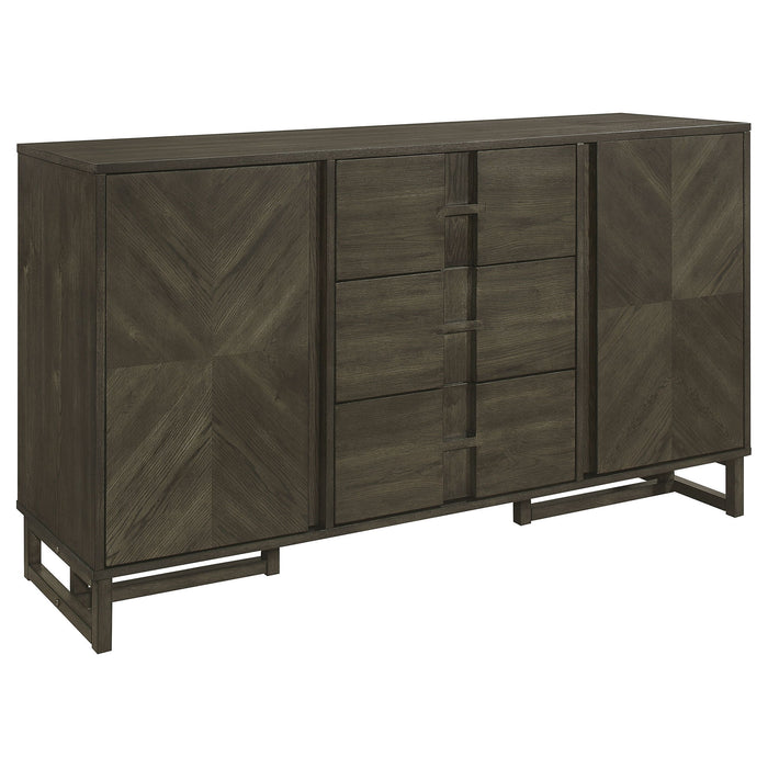 Glenmoor - 3 Drawer Server With 2 Cabinets - Dark Gray Furniture Max