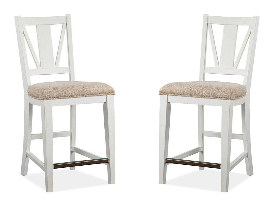 Heron Cove - Counter Chair With Upholstered Seat (Set of 2) - Chalk White Magnussen Furniture