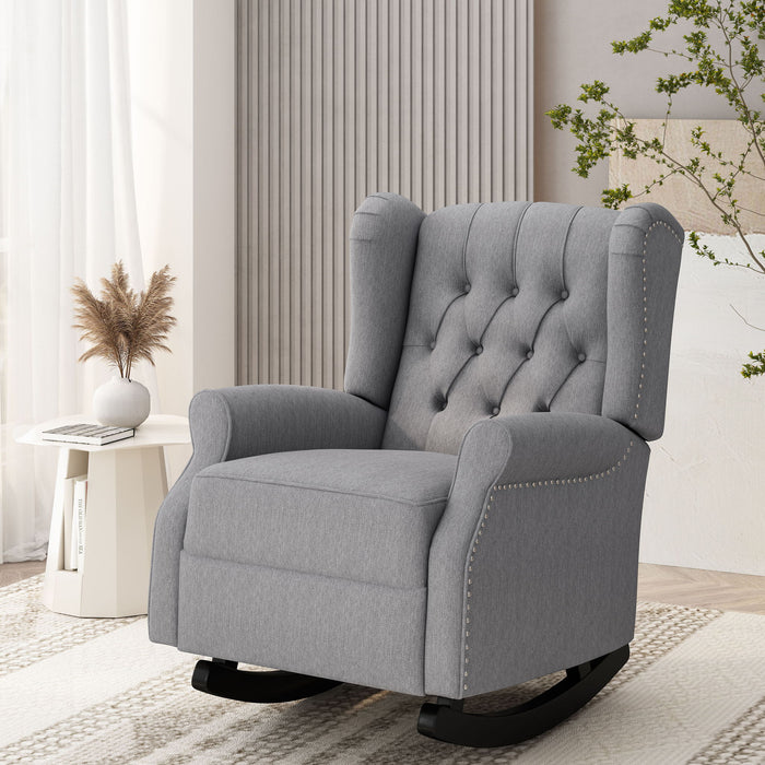 Sheila - Contemporary Fabric Tufted Wingback Rocking Chair