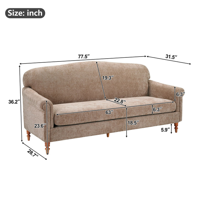 Loveseat Sofa, 2 Seater Couch With Rolled Arms Noble House