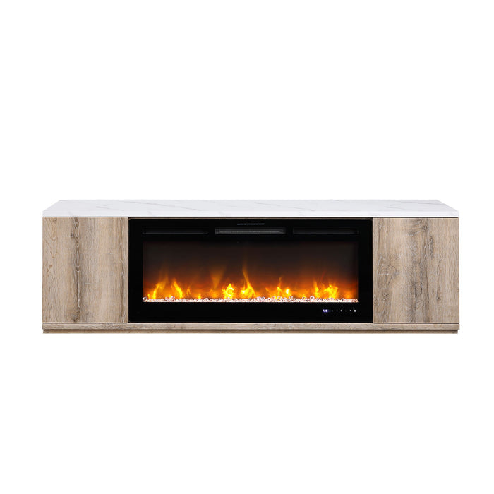 Mason - Entertainment Unit With Bluetooth Speaker And LED Lighting - Natural Global Furniture USA
