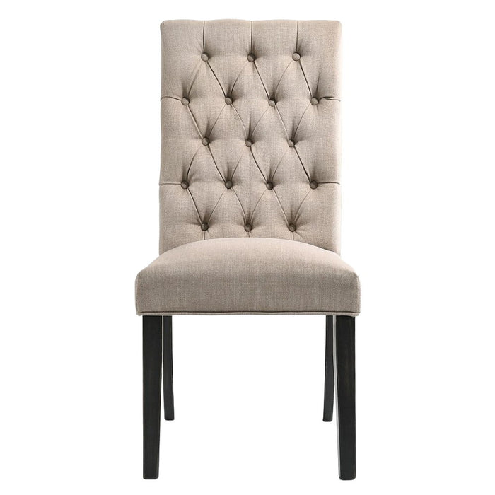 Morland - Side Chair (Set of 2) - Tan Linen & Vintage Black ACME