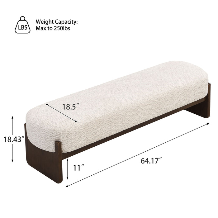 Ottoman With Upholstery, Rectangular Design - Beige / Brown Noble House