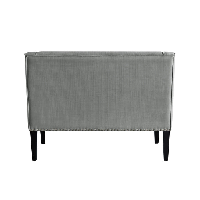 Upholstered Linen Bench - Light Gray / Black