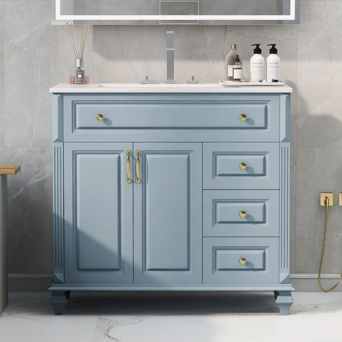 Modern Bathroom Vanity With Sink, 3 Drawers & 2 Doors Hearth and Haven
