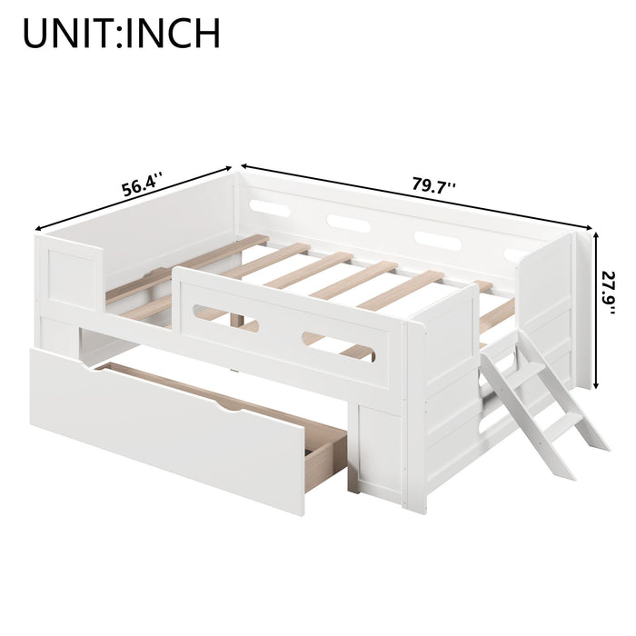 Platform Bed With Guardrail And Drawer Dreamland