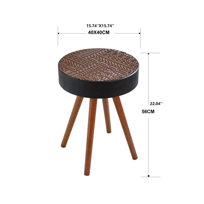 Round Coffee Table With Carved Top For Living Room Home Essentials