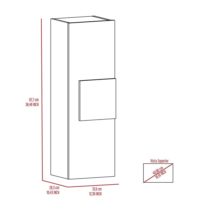 Medicine Single Door Cabinet, Three Shelves - Light Oak / White Home Essentials
