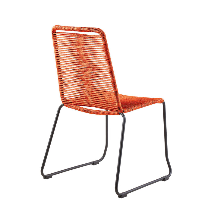 5 Piece Solid Wood Dining Set With Four Chairs - Brown And Orange