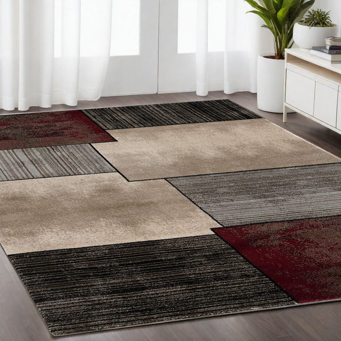 8' x 10' Abstract Dhurrie Area Rug - Brown