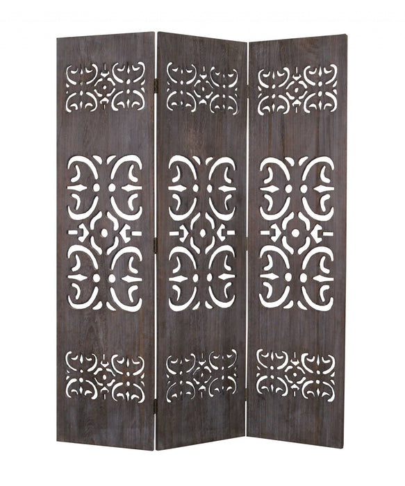 3 Panel Wood Screen - Brown
