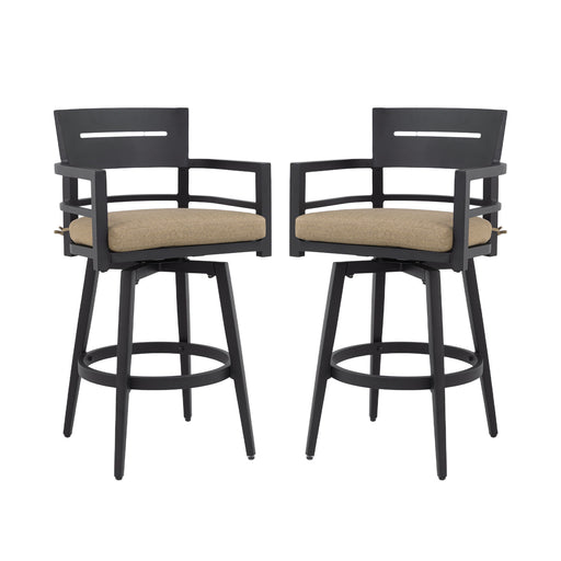 Outdoor Swivel Bar Chairs, 360 Degree Rotation, Ergonomic Backrest (Set of 2) Life Outside