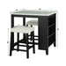 Dining Table Set With Storage Shelves, 3 Piece With 2 Stools - Black / Ivory / White Home Essentials