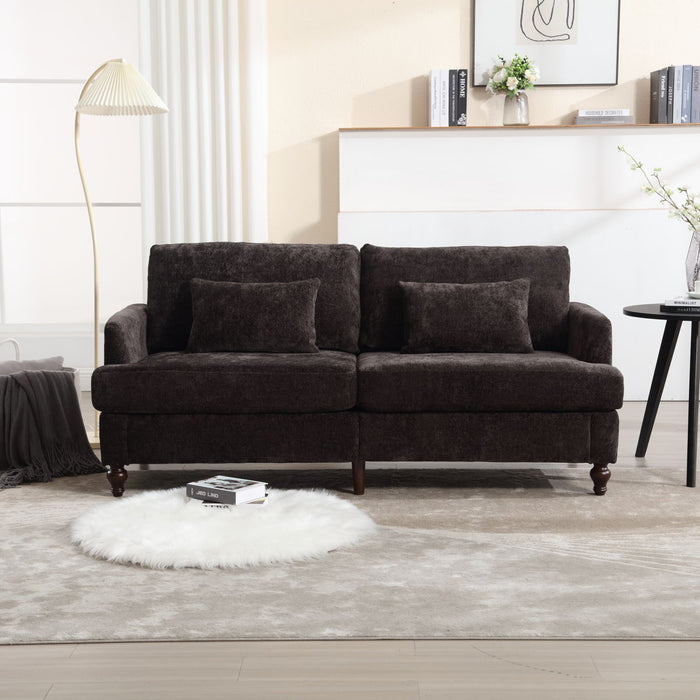 Coolmore Modern Chenille Fabric Loveseat, 2 - Seat Upholstered Loveseat Sofa Modern Couch - Black