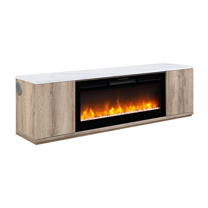 Mason - Entertainment Unit With Bluetooth Speaker And LED Lighting - Natural Global Furniture USA