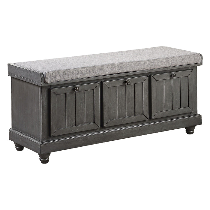 1 Piece Durable Storage Bench Dark Gray Finish Foam Cushioned Seat Upholstery Flip - Top Seat Solid Wood Home Furniture