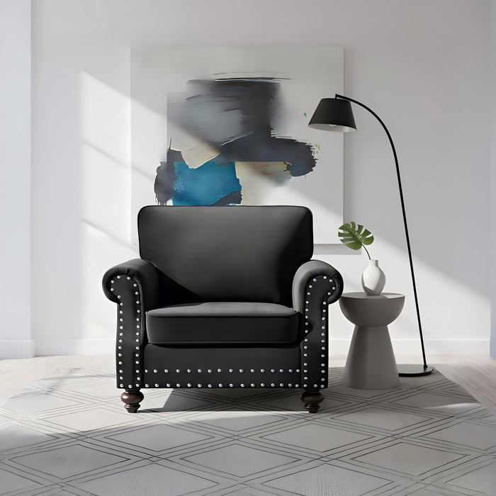 Upholstered Accent Armchair With Turned Legs For Living Room US Pride