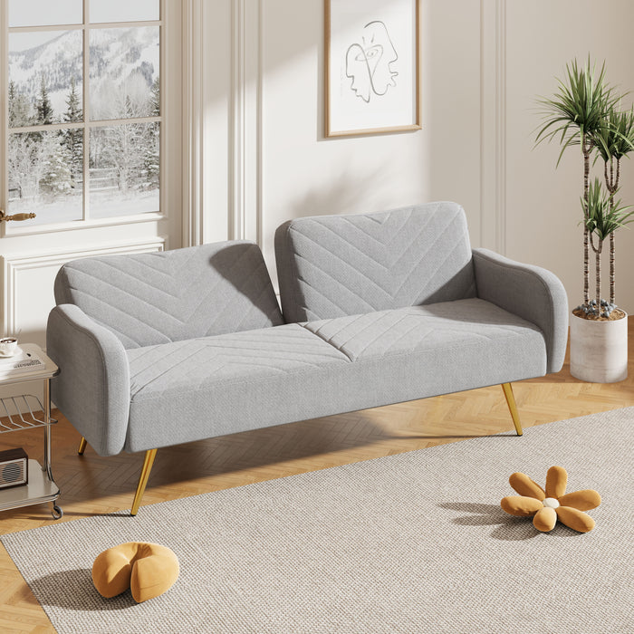 Double Sofa With Split Backrest And Two Throw Pillows, Suitable For Living Room, Apartment, Home Office - Gray