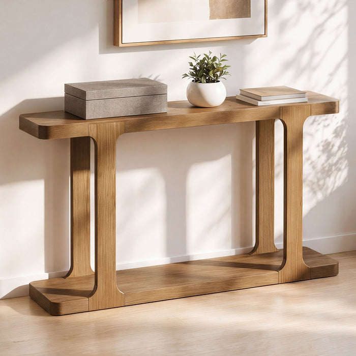Console Table & Bottom Shelf - Walnut Noble House