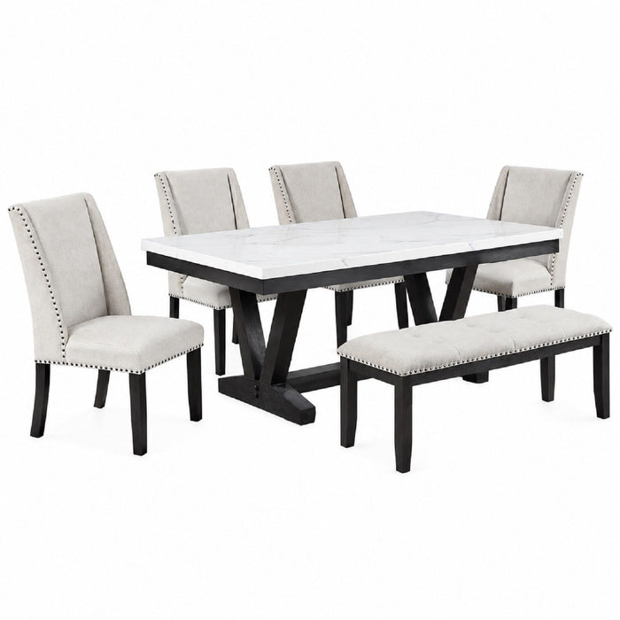 Dining Set With Upholstered Wing Back Chairs Home Essentials
