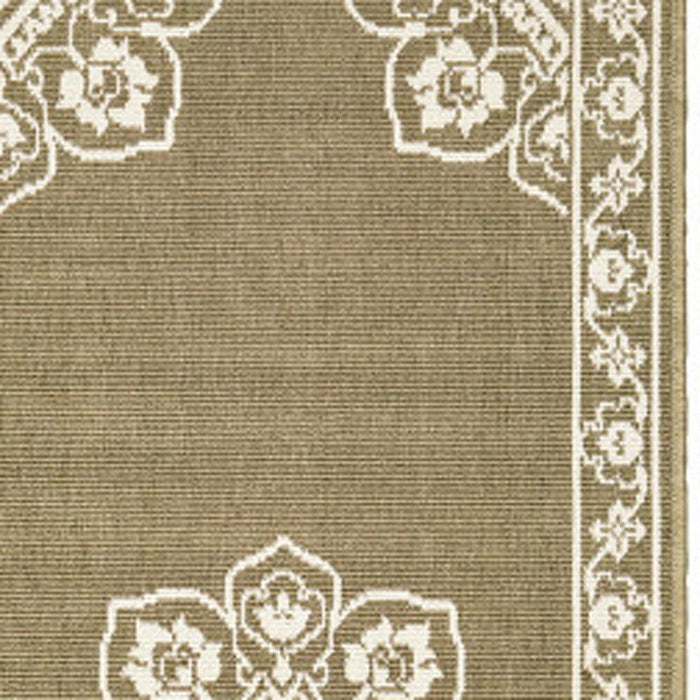 2' X 8' Oriental Stain Resistant Outdoor / Indoor Area Rug - Tan