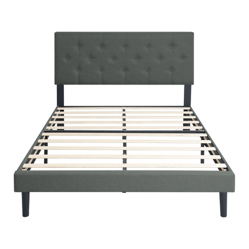 Modern Upholstered Platform Bed Frame With Button Tufted Fabric Headboard Home Essentials