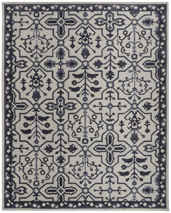 Floral Tufted Handmade Stain Resistant Area Rug - Taupe And Gray Wool - 4' X 6'