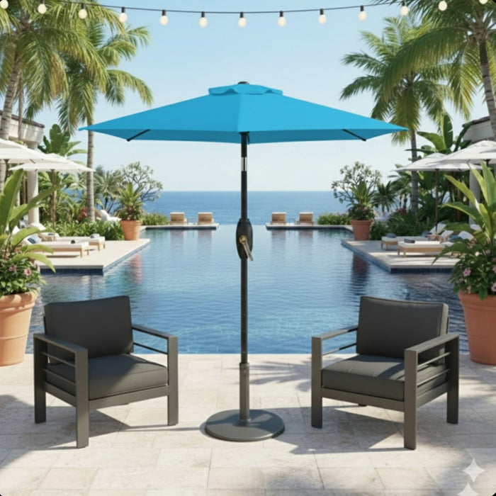 Umbrella With Crank Lift & Tilt, UV-Resistant Canopy For Patio