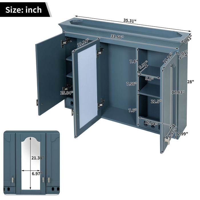 Wall Mount Mirror Cabinet With Adjustable Shelves, Soft Closing Hinges Hearth and Haven