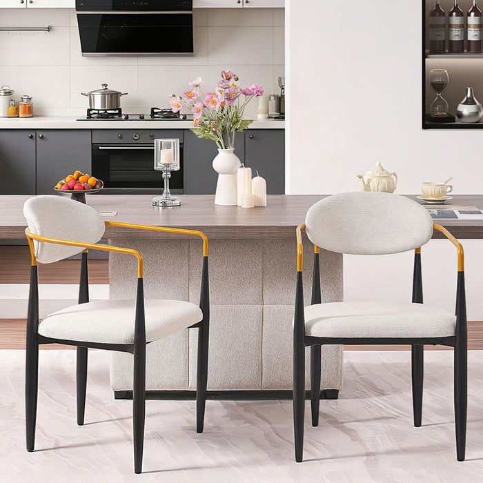 Modern Upholstered Dining Chair With Accented Armrests (Set of 2) Home Essentials