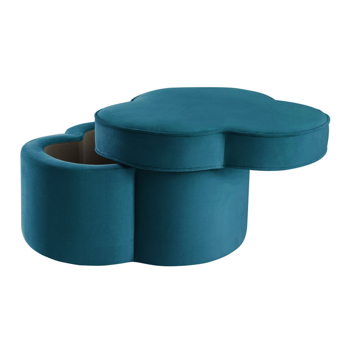 Velvet Specialty Cocktail Ottoman - Teal Blue