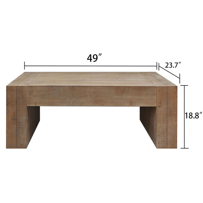 Rustic Wood Coffee Table Modern Farmhouse Rectangular Table For Living Room - Natural / Natural Multi / Natural Wood / Natural / Rustic