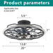 Flower Caged Ceiling Fan With LED Light And Remote Control - Matte Black Daily Nest