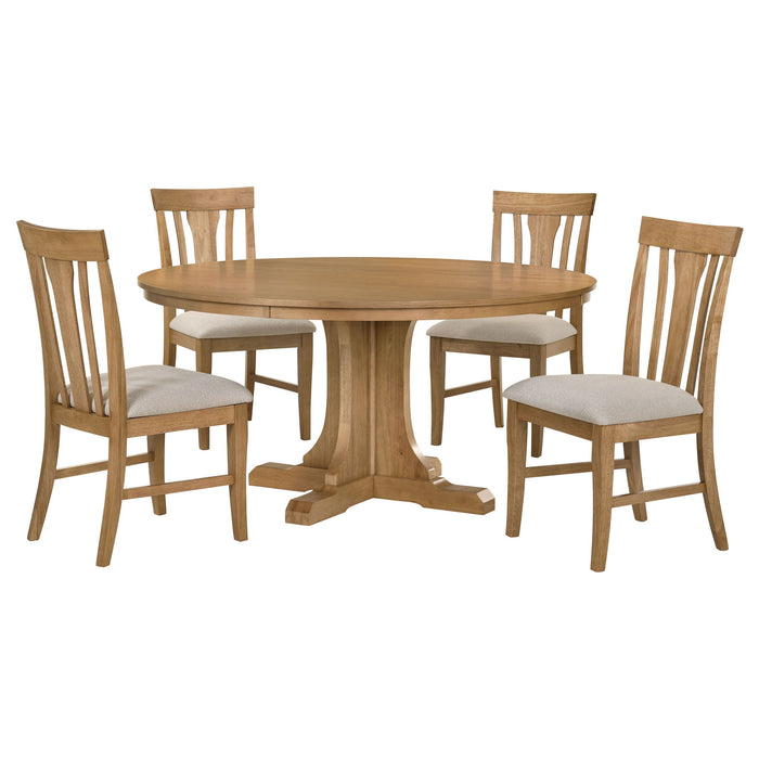 Auburn - 5 Piece Dining Set - Natural / Light Brown Furniture Max