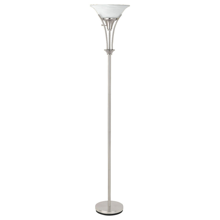 Jessa - Torchiere Floor Lamp With Soft Glass Shade - Silver Furniture Max