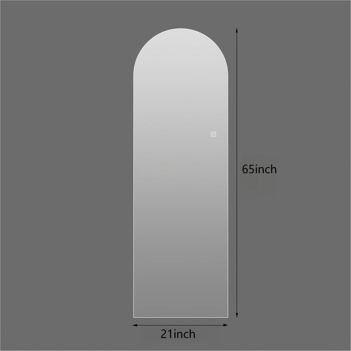 LED Full Length Wall Mirror With Symmetrical Arch Design, 3 Color Dimmable Lighting - Silver