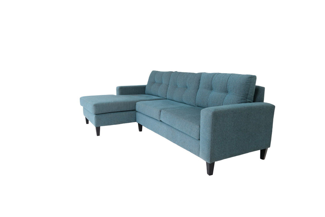 Polyester Blend Stationary L Shaped Two Piece Corner Sectional - Blue